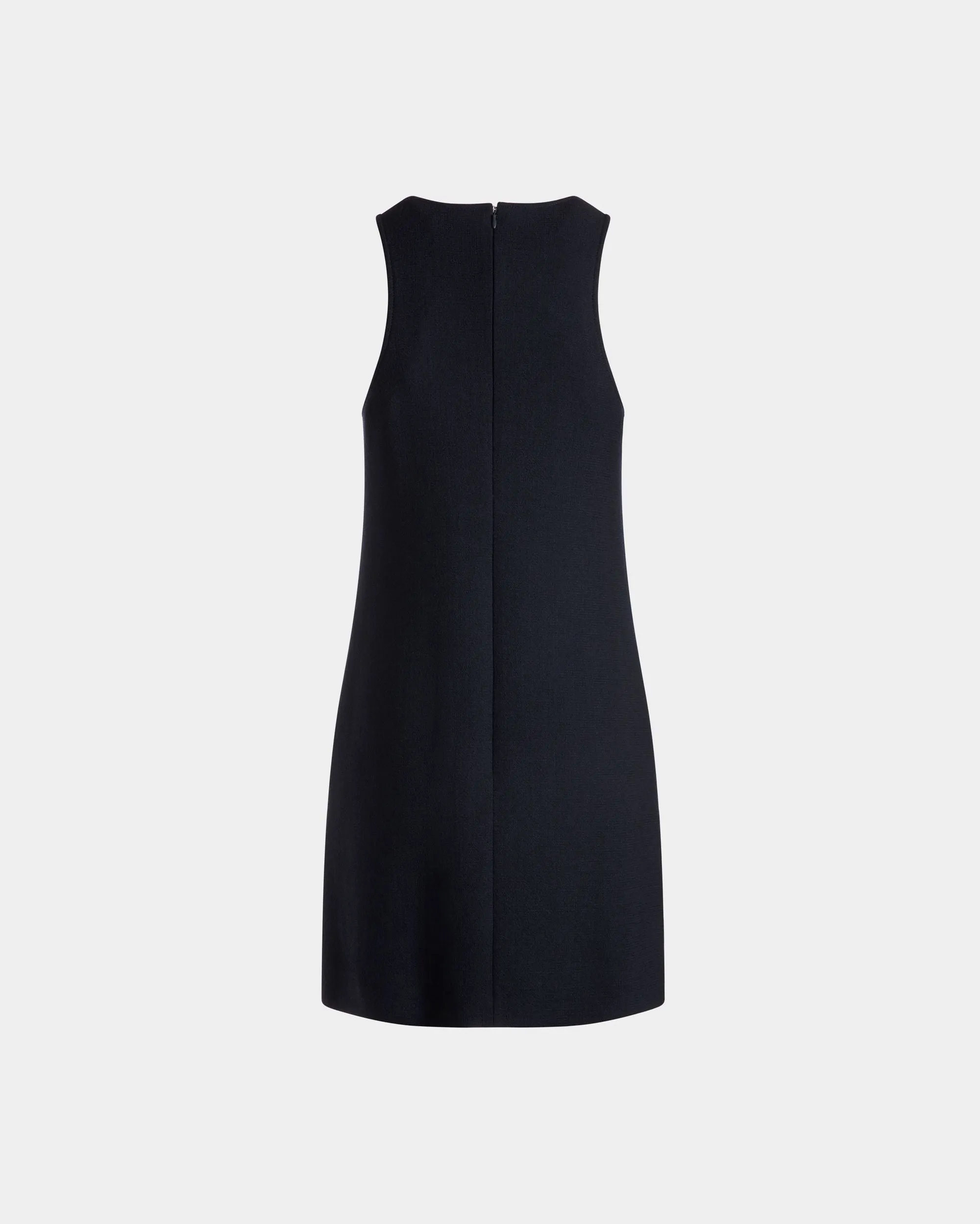 A-Line Mini Dress In Navy Blue Wool 