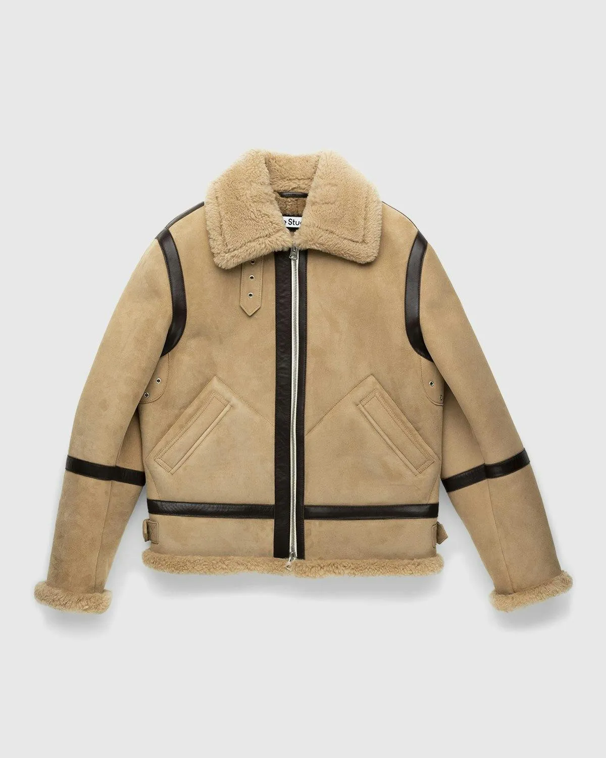 Acne Studios – Shearling Leather Jacket Almond Beige | Highsnobiety Shop