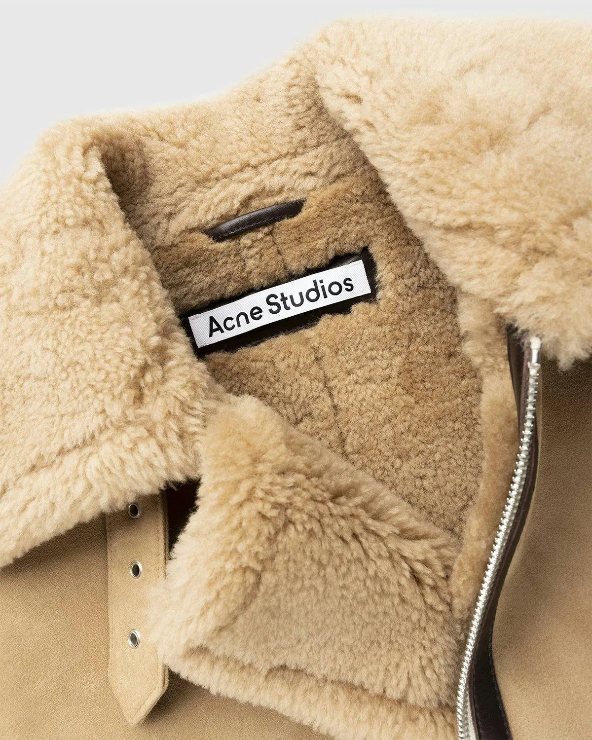 Acne Studios – Shearling Leather Jacket Almond Beige | Highsnobiety Shop