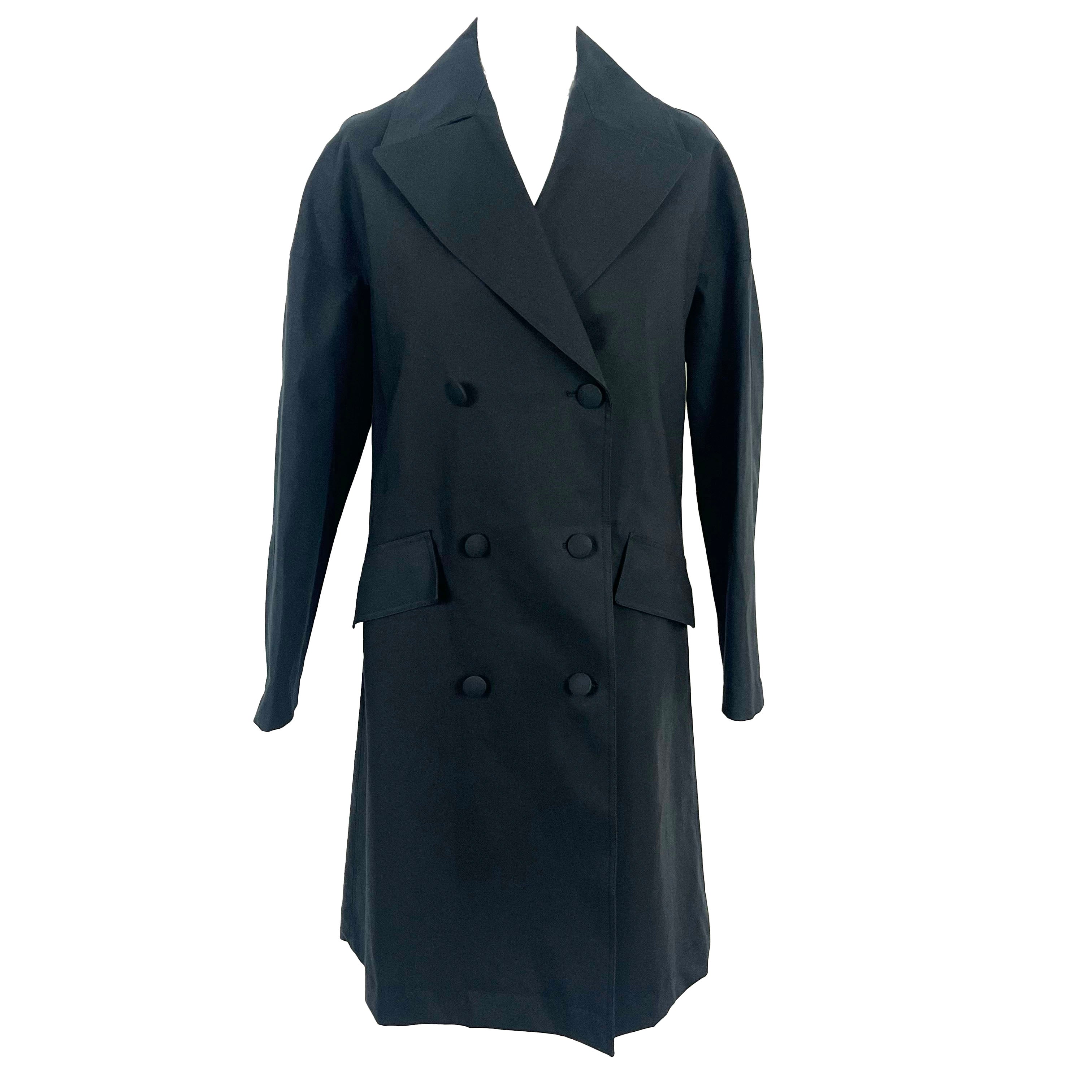 Alaia 2830 Black Coated & Belted Cotton Coat S