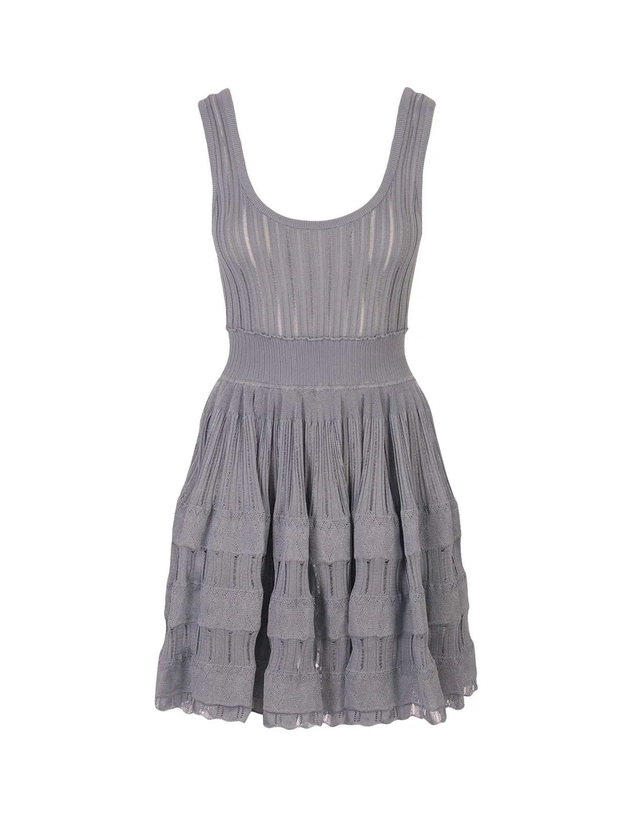 ALAIA Grey Fluid Skater Mini Dress