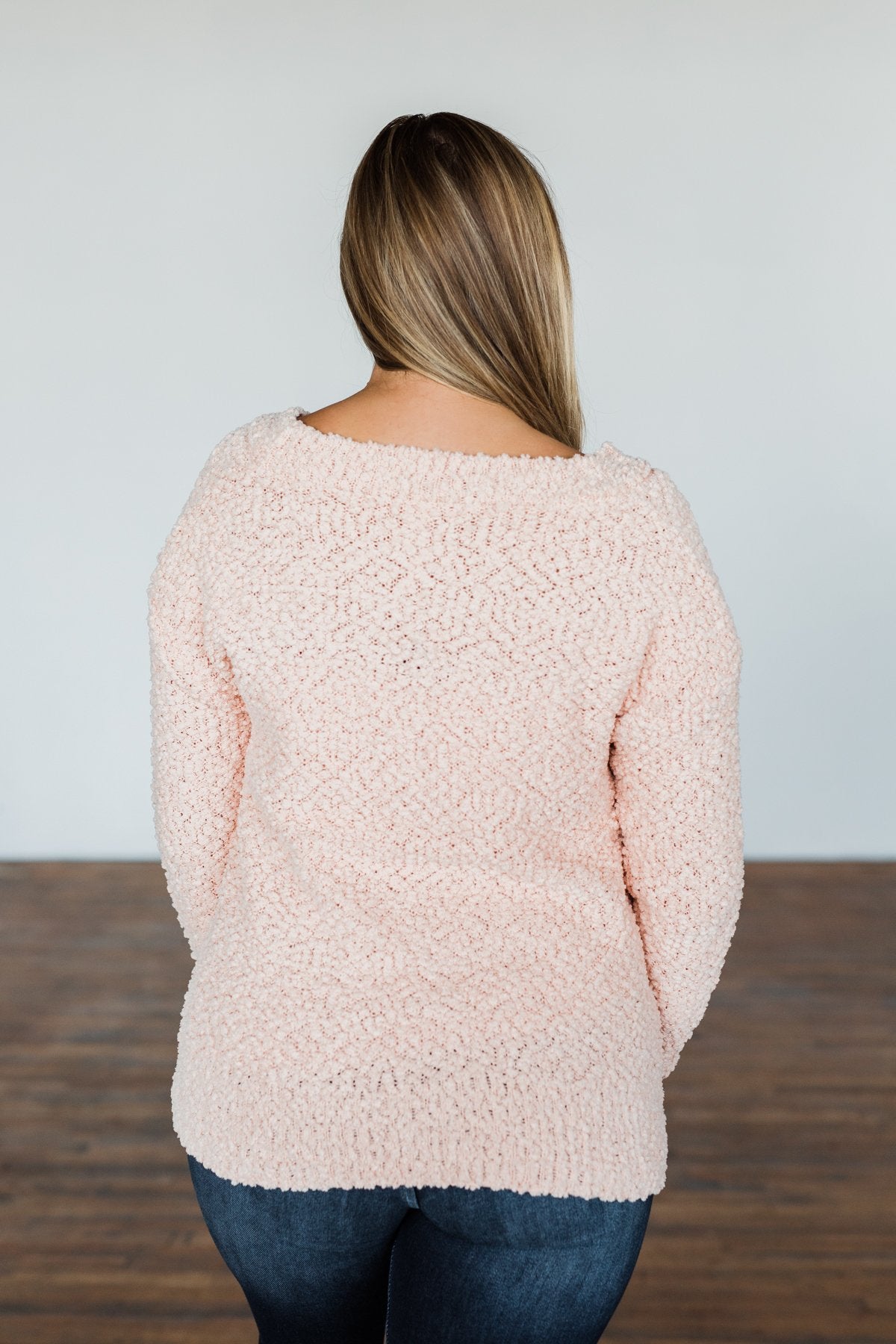 All I Can Do Popcorn Knit Sweater- Light Peach