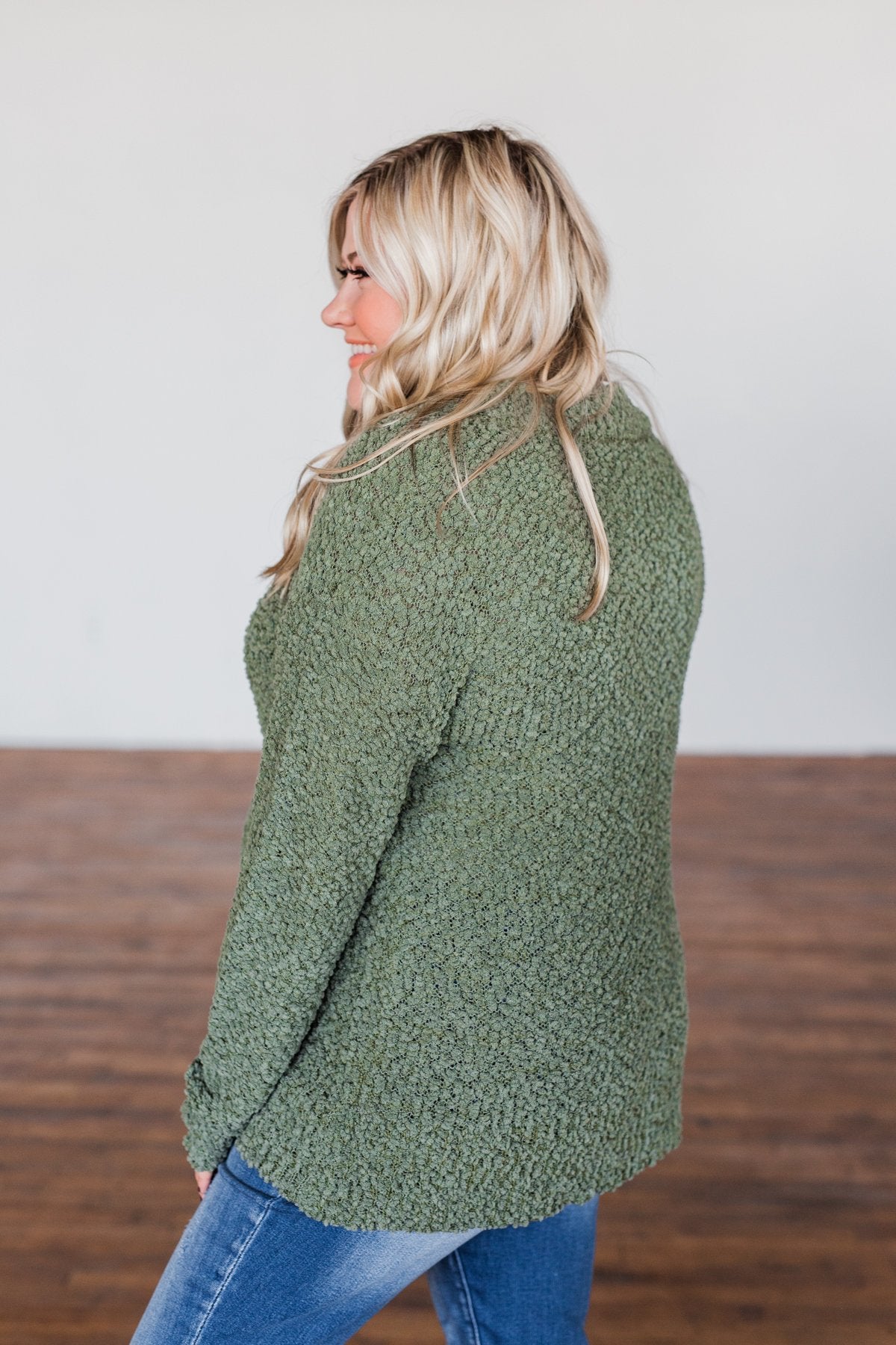 All I Can Do Popcorn Knit Sweater- Olive