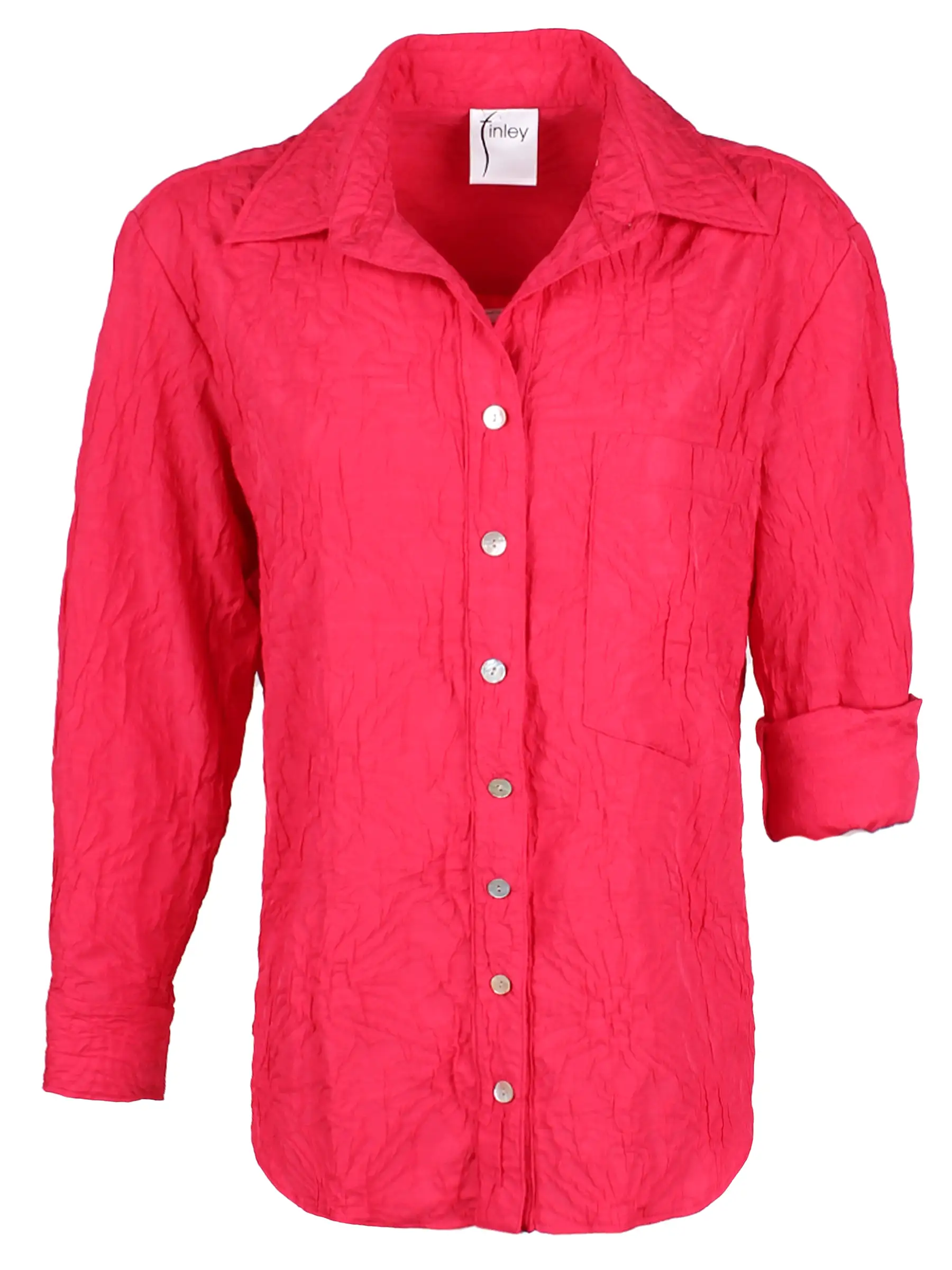 Andie Shirt Raspberry Crushed Textured Jacquard