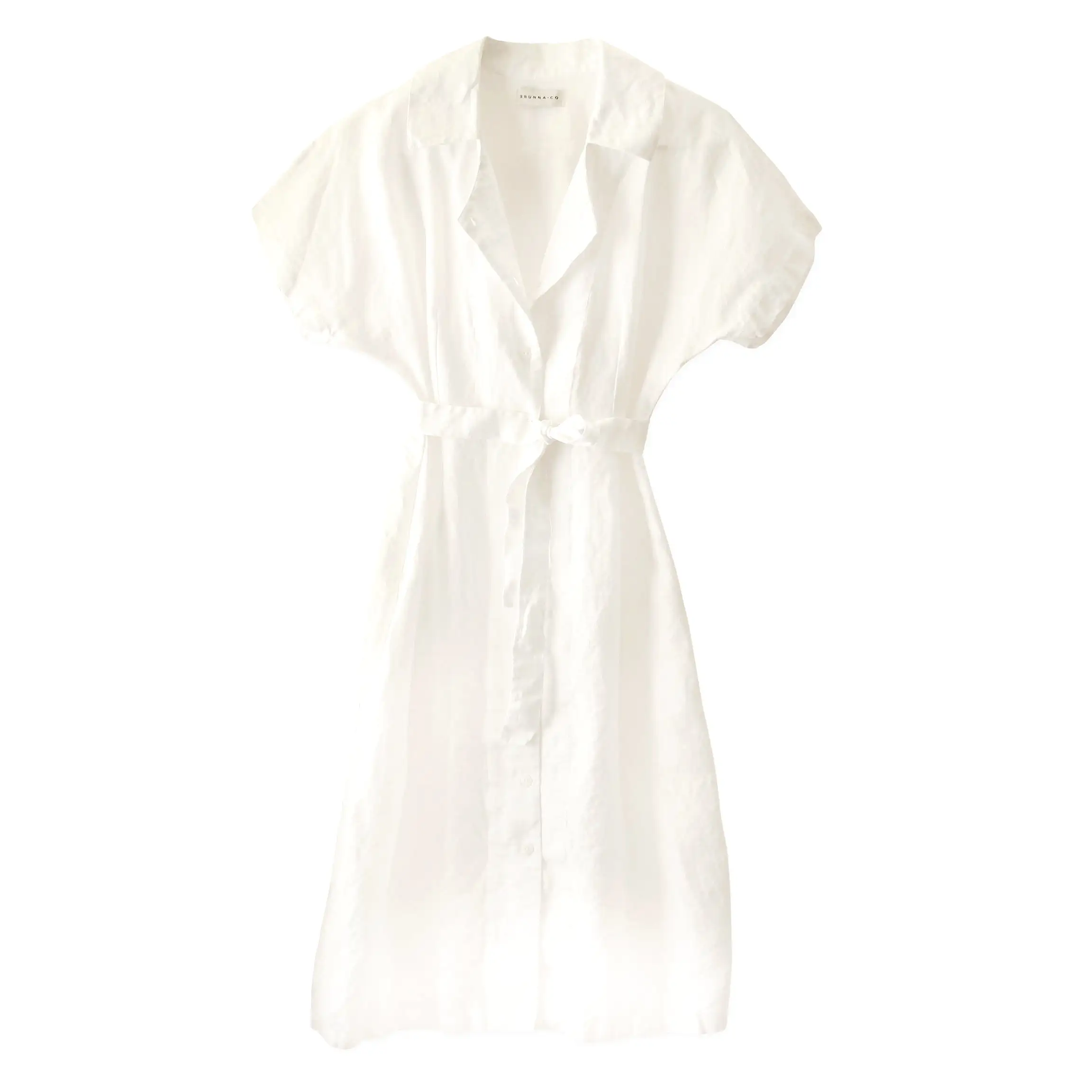 ARYA Safari Linen Midi Dress, in Off White