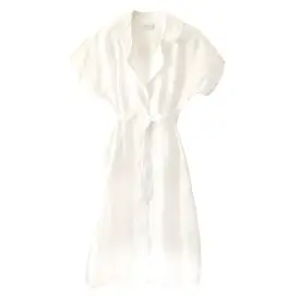 ARYA Safari Linen Midi Dress, in Off White