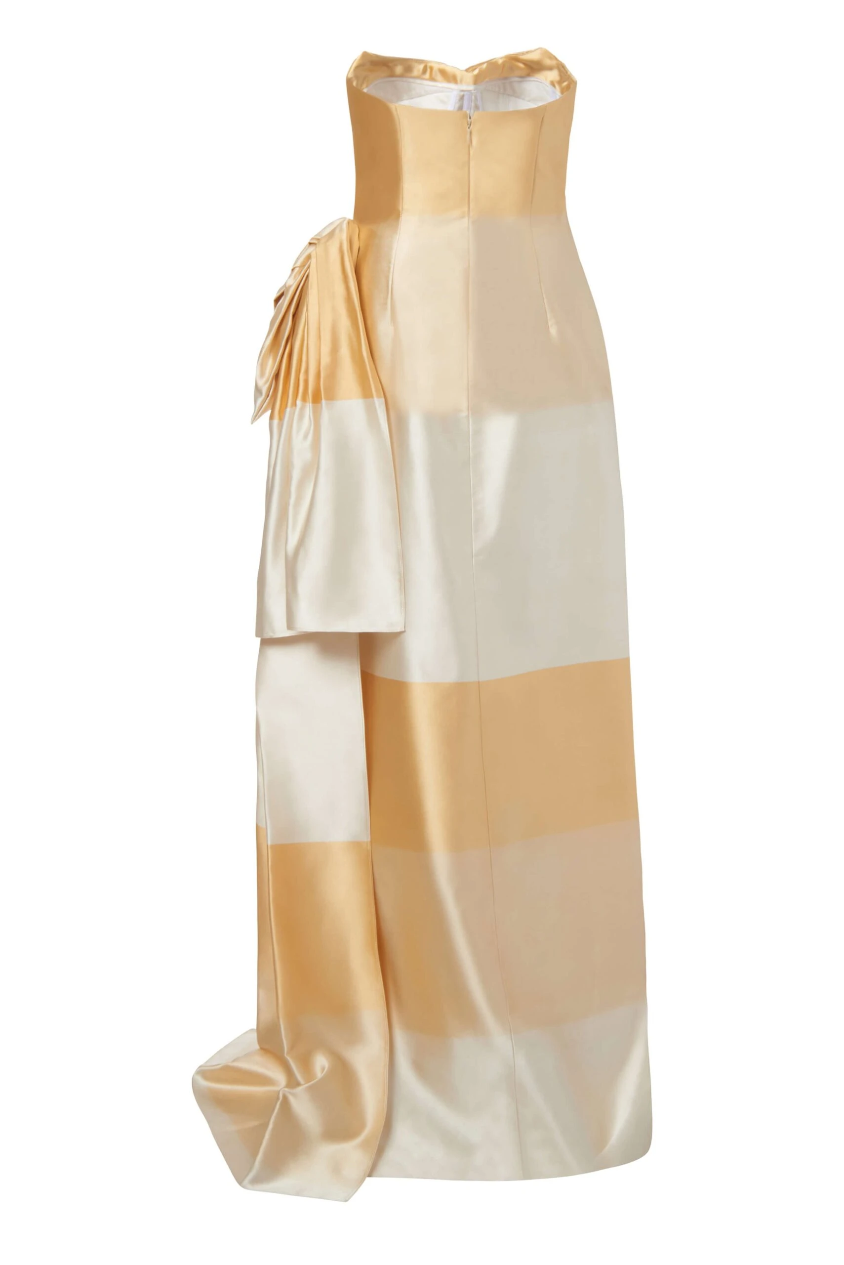 --Athena golden ombre silk strapless draped corset gown-