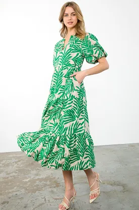 Betty Puff Sleeve Maxi Dress in Green