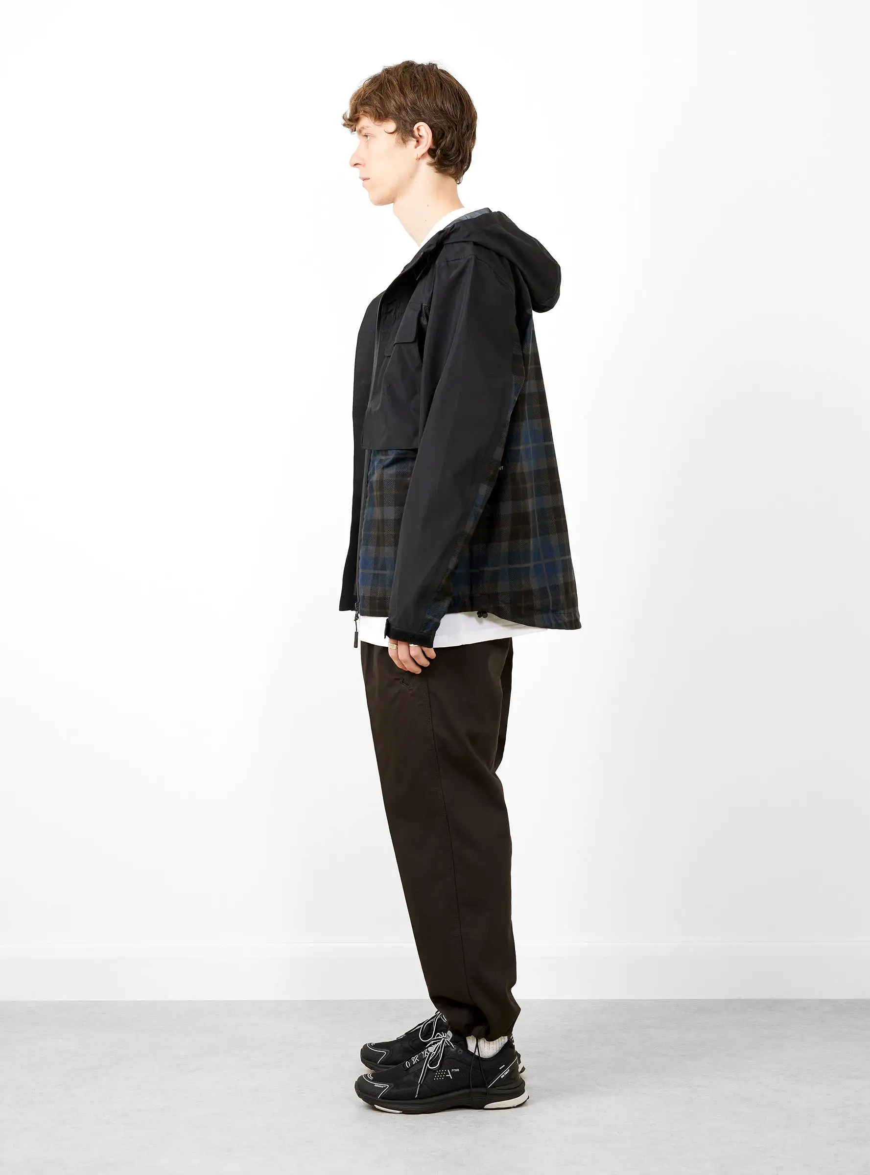 Big Pocket Hooded Jacket Black & Navy Check