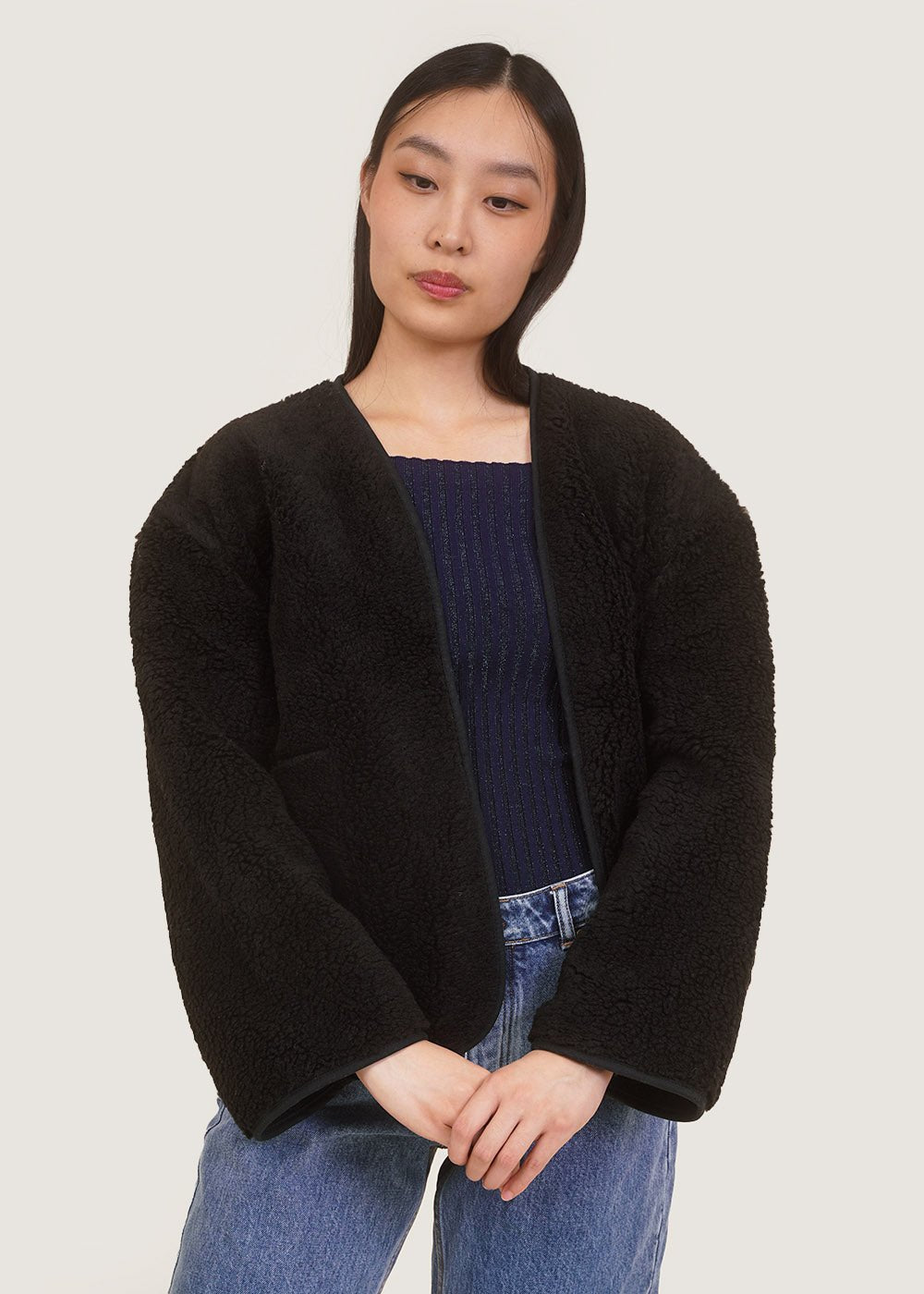 Black Sherpa Twirl Jacket