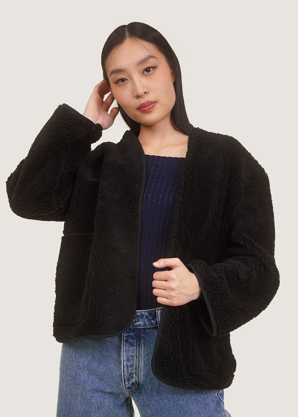 Black Sherpa Twirl Jacket