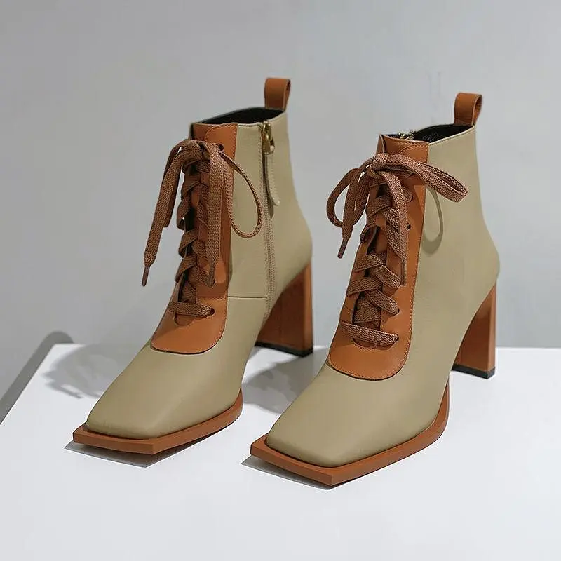 Block Lace-Up Women Boots