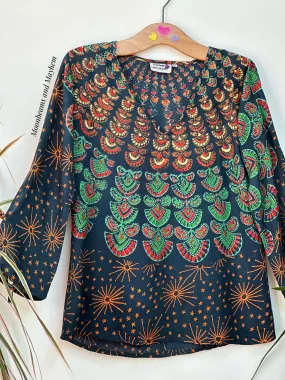 CEDAR GREEN STARSHINE MANDALA TUNIC / TOP