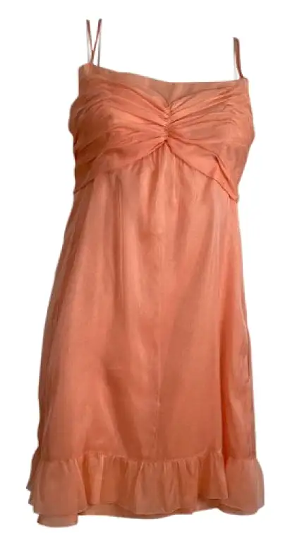 Chanel 07P 2007 Spring Peach Silk mini Dress FR 40