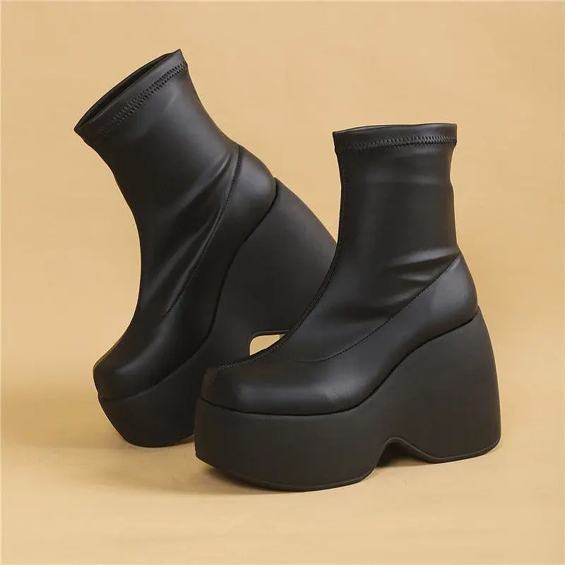 Chunky Black Block Platform Boots