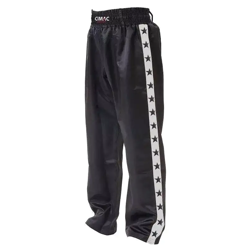 Cimac Black Kickboxing Trousers Silver Star Satin