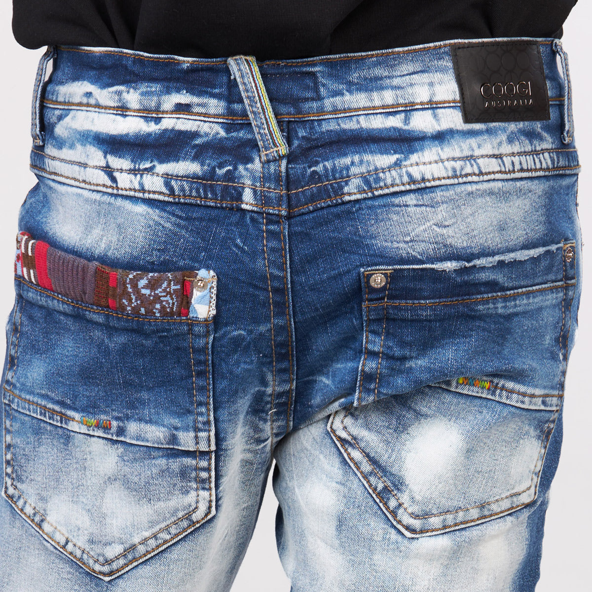 COOGI NATIVE BLUES (MIXED-MEDIA SWEATER PIECED) DENIM JEANS