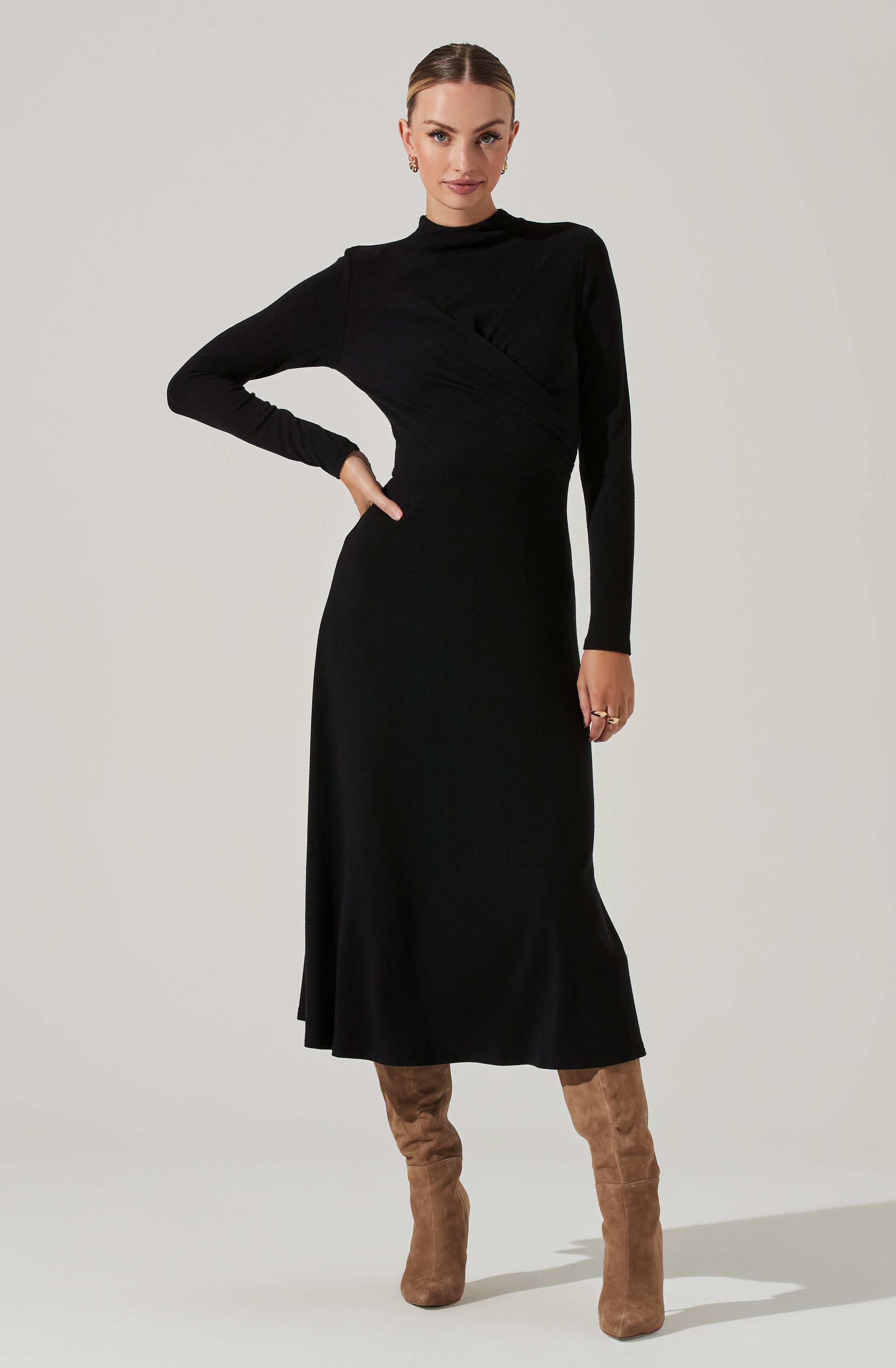 Delancy Open Back Long Sleeve Midi Dress