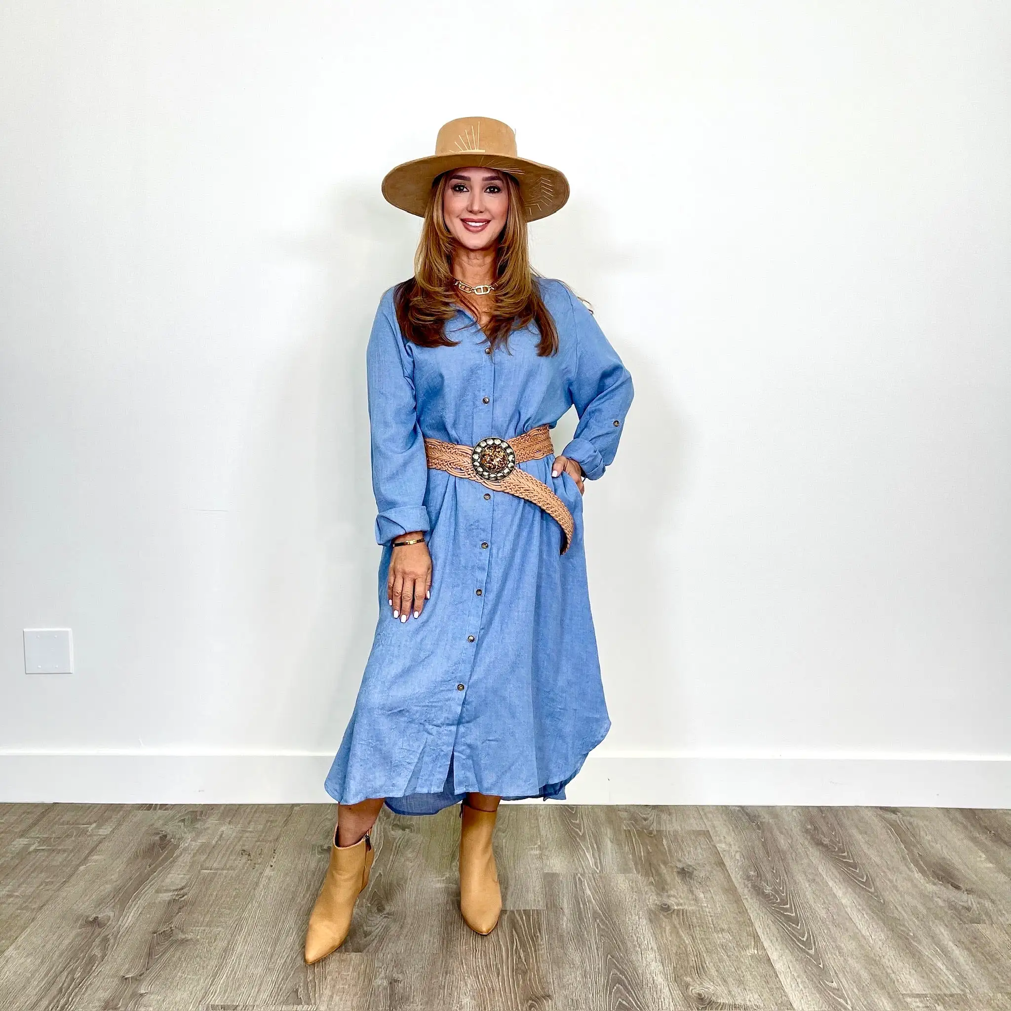 Denim Blue KC Button Down Dress