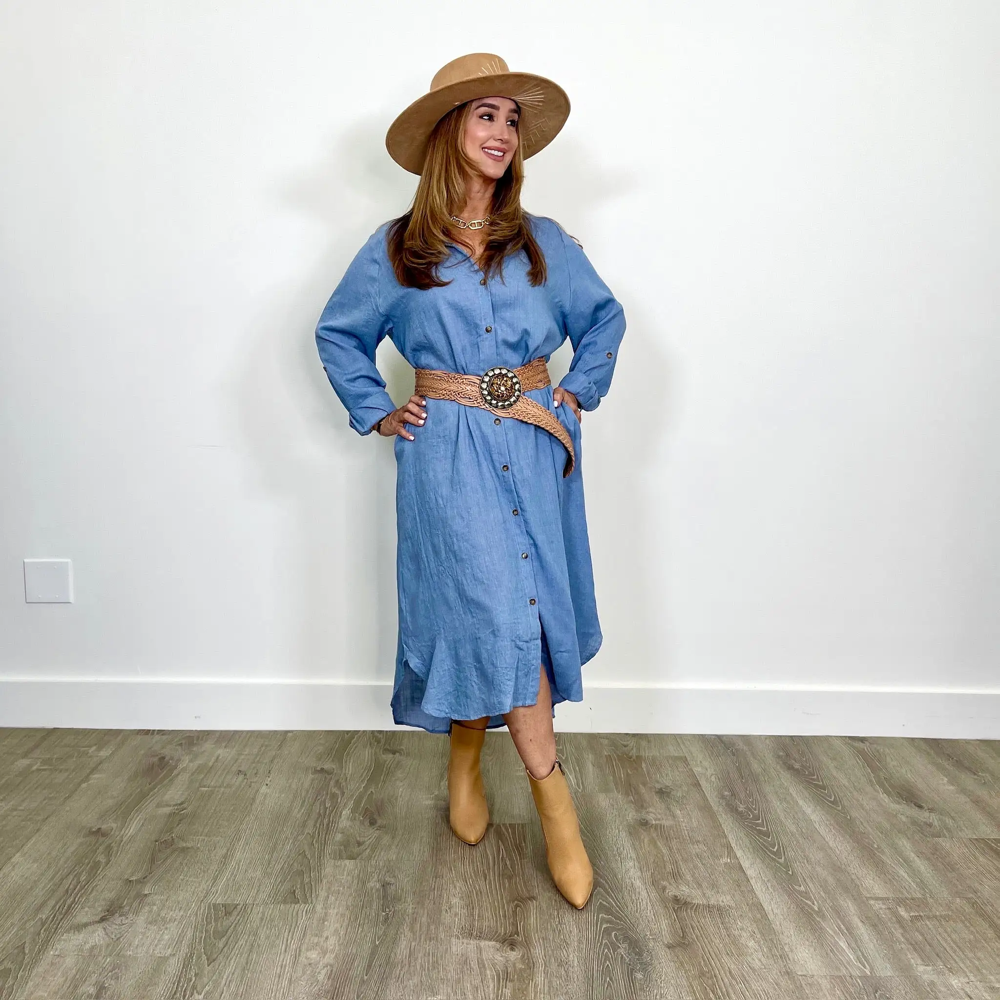 Denim Blue KC Button Down Dress