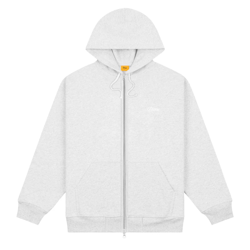 Dime MTL Cursive Small Logo Zip Hoodie Ash