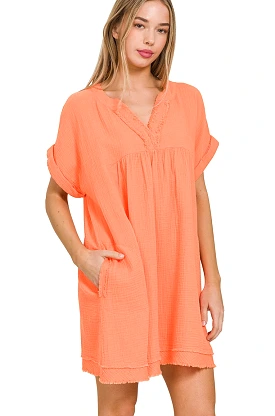 Dina Dress in Coral