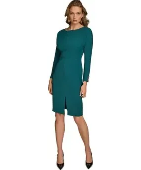 Donna Karan Women's Boat Neck Solid Midi Dress