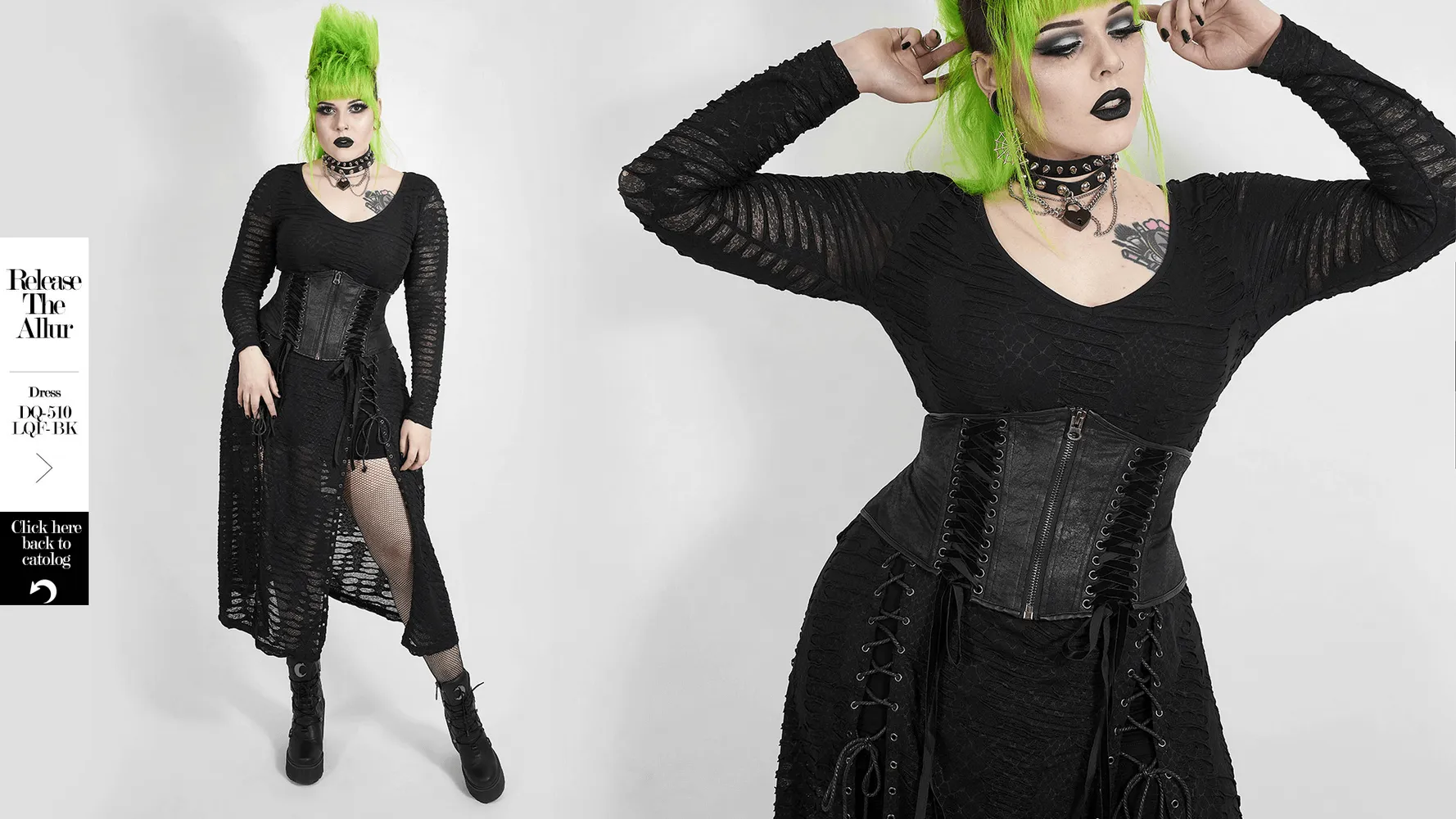 Edgy Black Gothic Corset Belt with Lace-Up Details