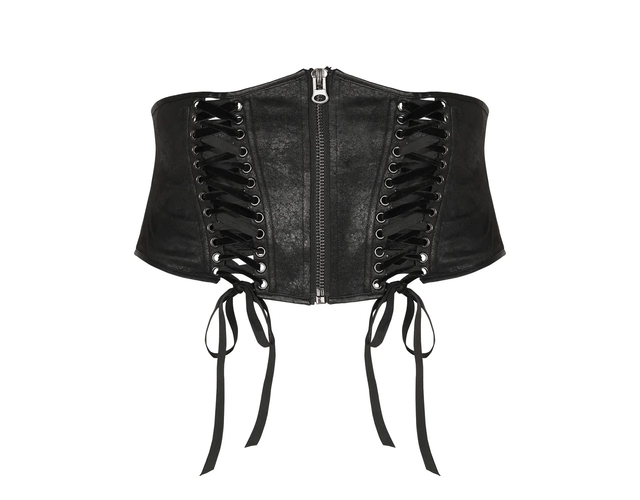 Edgy Black Gothic Corset Belt with Lace-Up Details