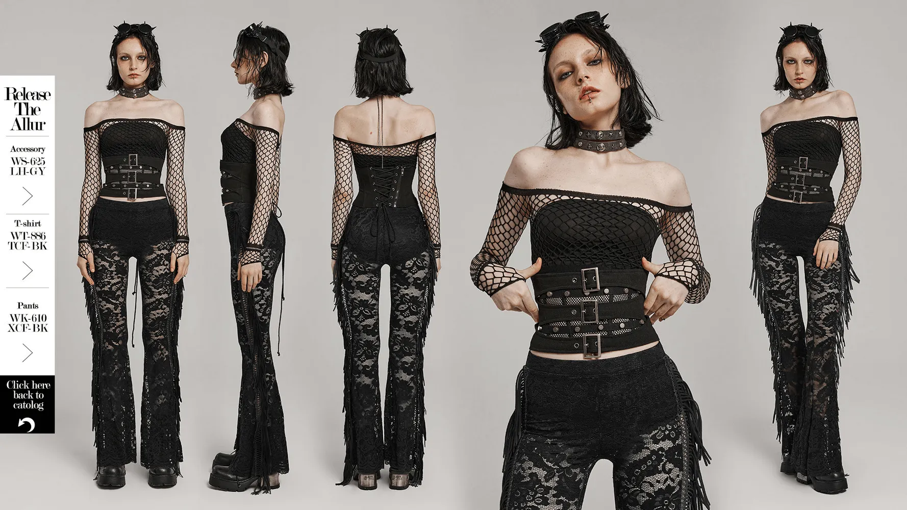 Edgy Lace-up Corset Belt with Mesh and Buckle Details