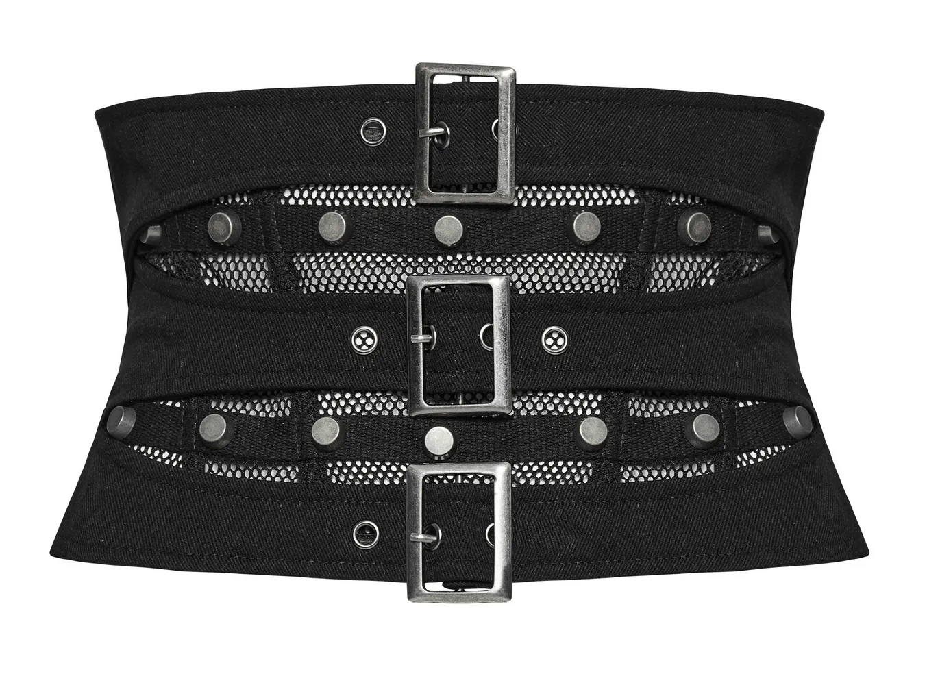 Edgy Lace-up Corset Belt with Mesh and Buckle Details