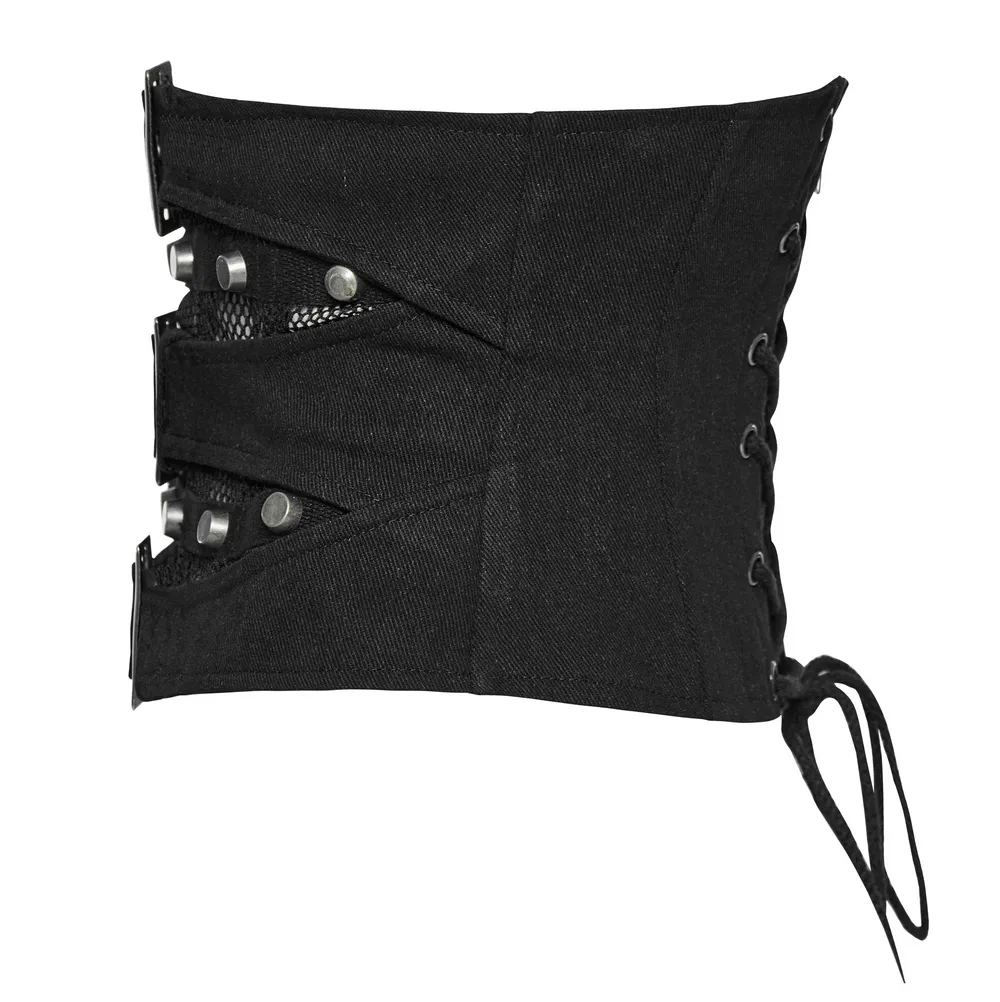 Edgy Lace-up Corset Belt with Mesh and Buckle Details