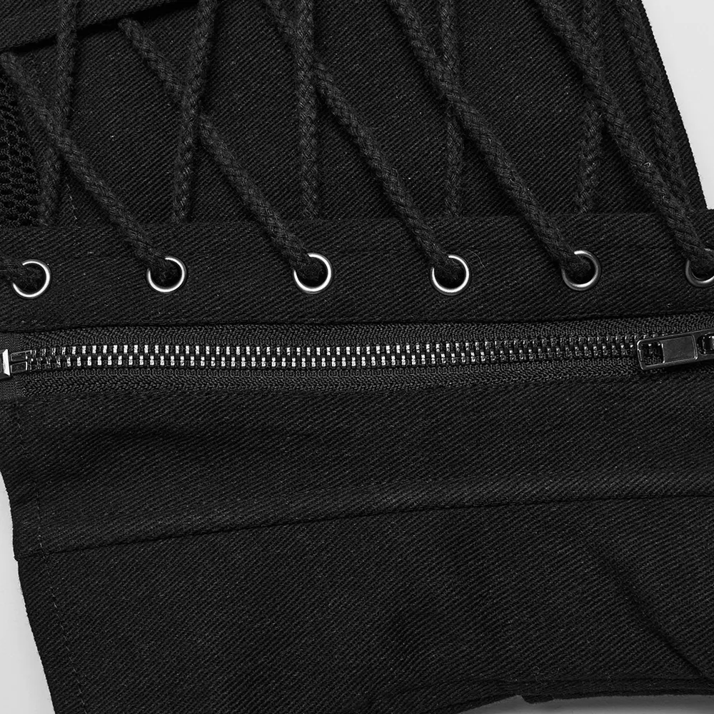 Edgy Lace-up Corset Belt with Mesh and Buckle Details