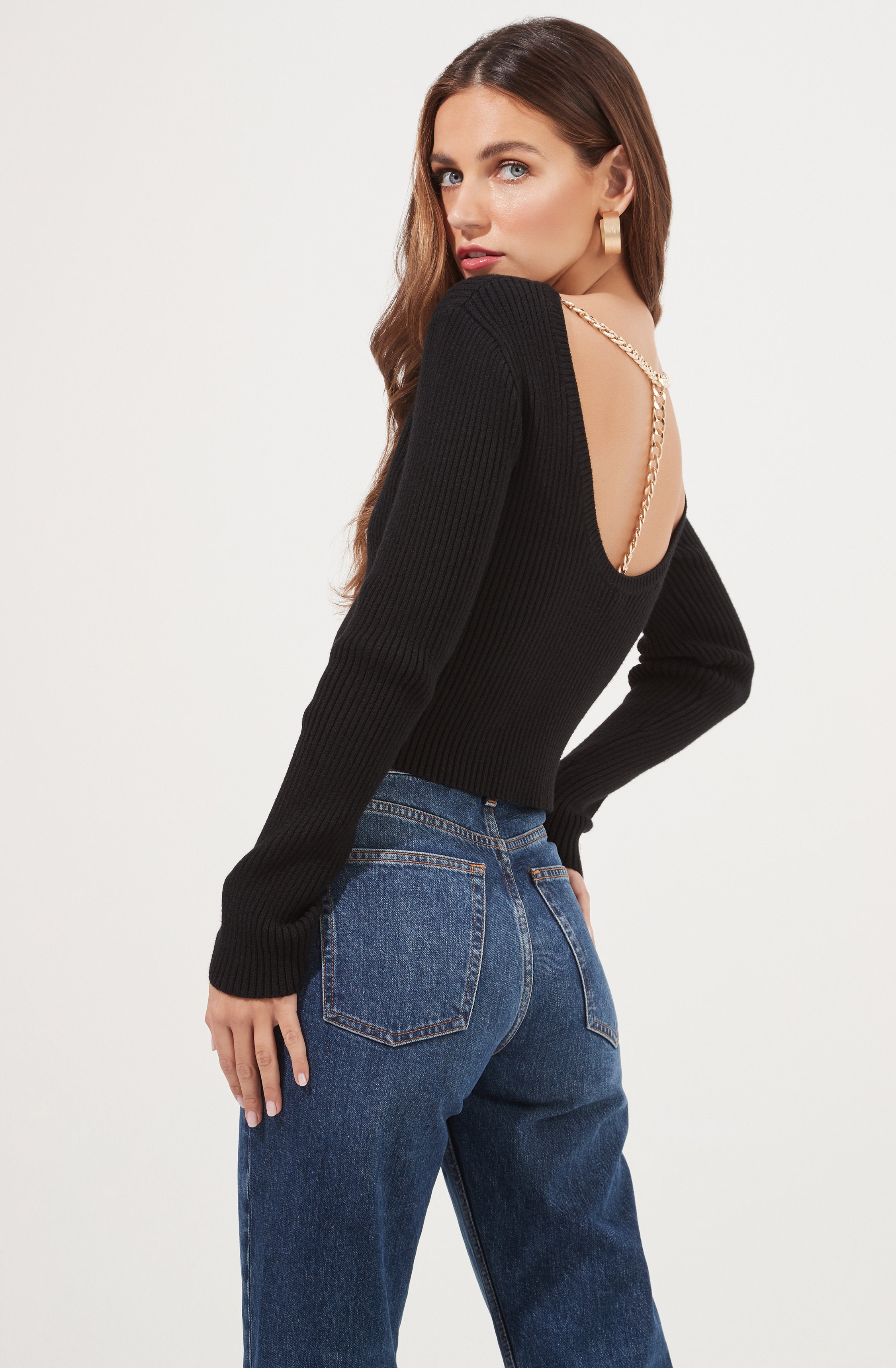 Elson Open Back Chain Detail Sweater