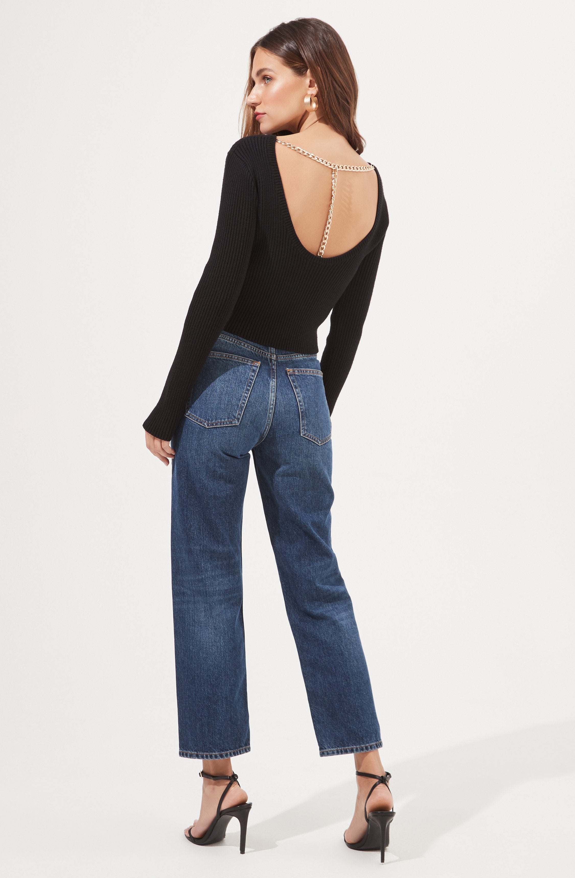 Elson Open Back Chain Detail Sweater