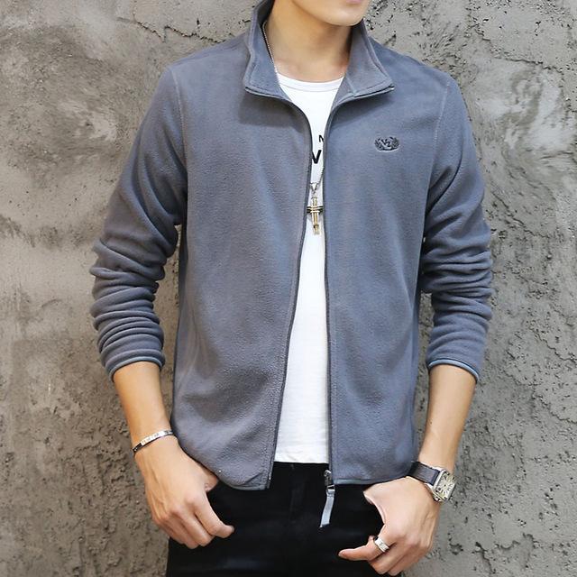 Fashion Men's Spring Casual Slim Fit Fleece Jacket Outerwear