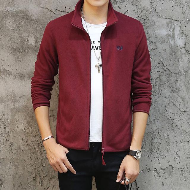 Fashion Men's Spring Casual Slim Fit Fleece Jacket Outerwear