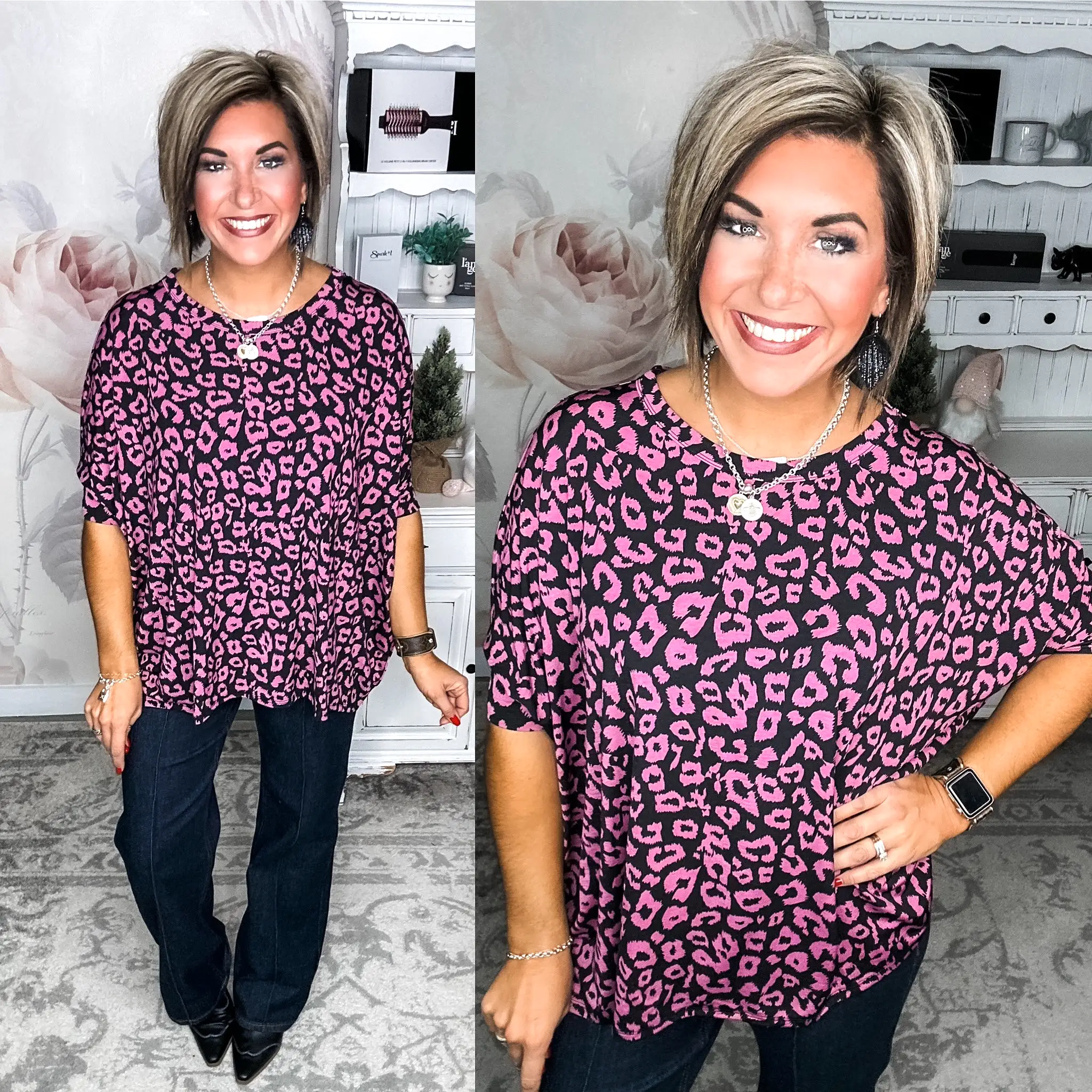 Feeling Free Tunic Top - Black/Magenta