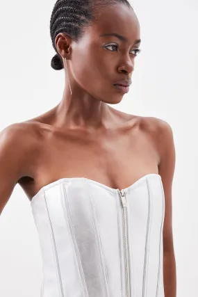 Figure Form Bandage Foiled Knit Zip Corset Top | Karen Millen