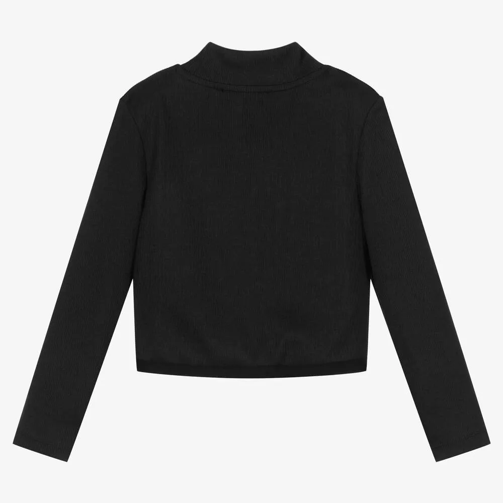 Girls Black Turtleneck Top