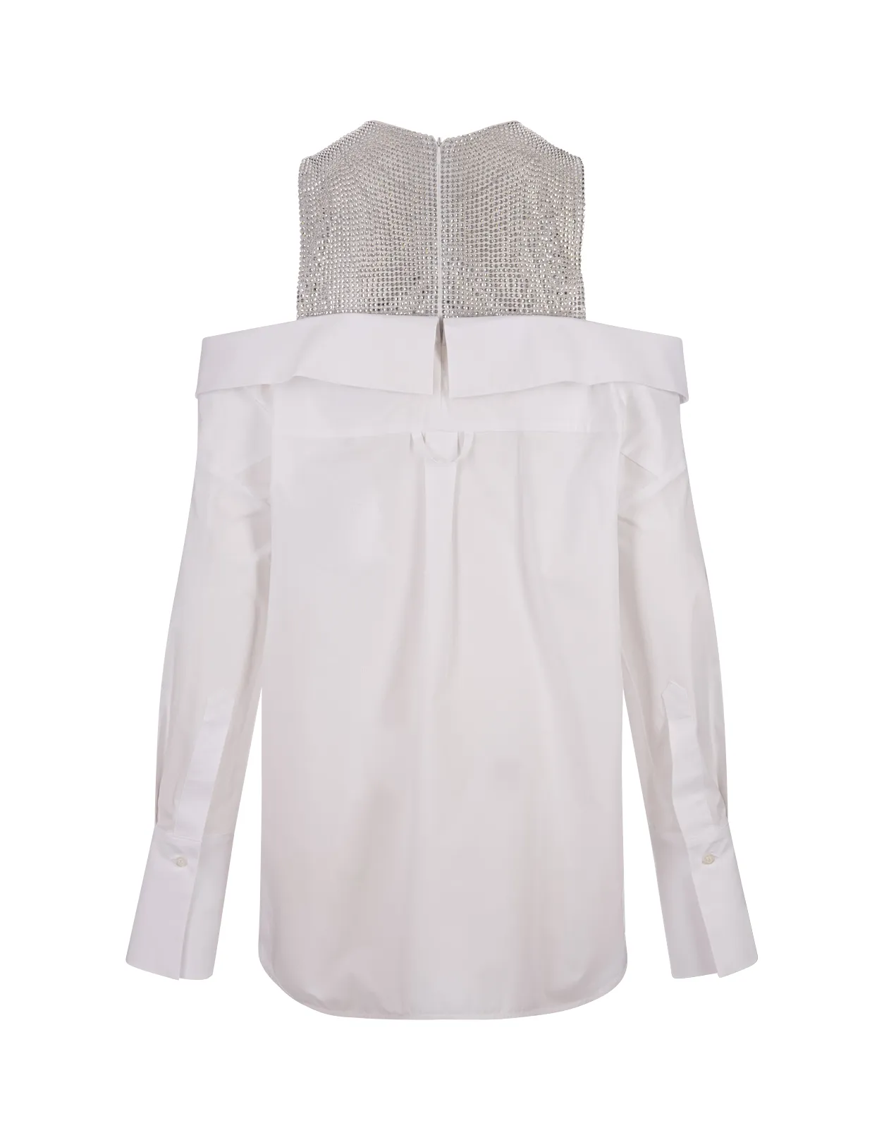 GIUSEPPE DI MORABITO Rhinestone Top & Oversize Shirt Mini Dress In White