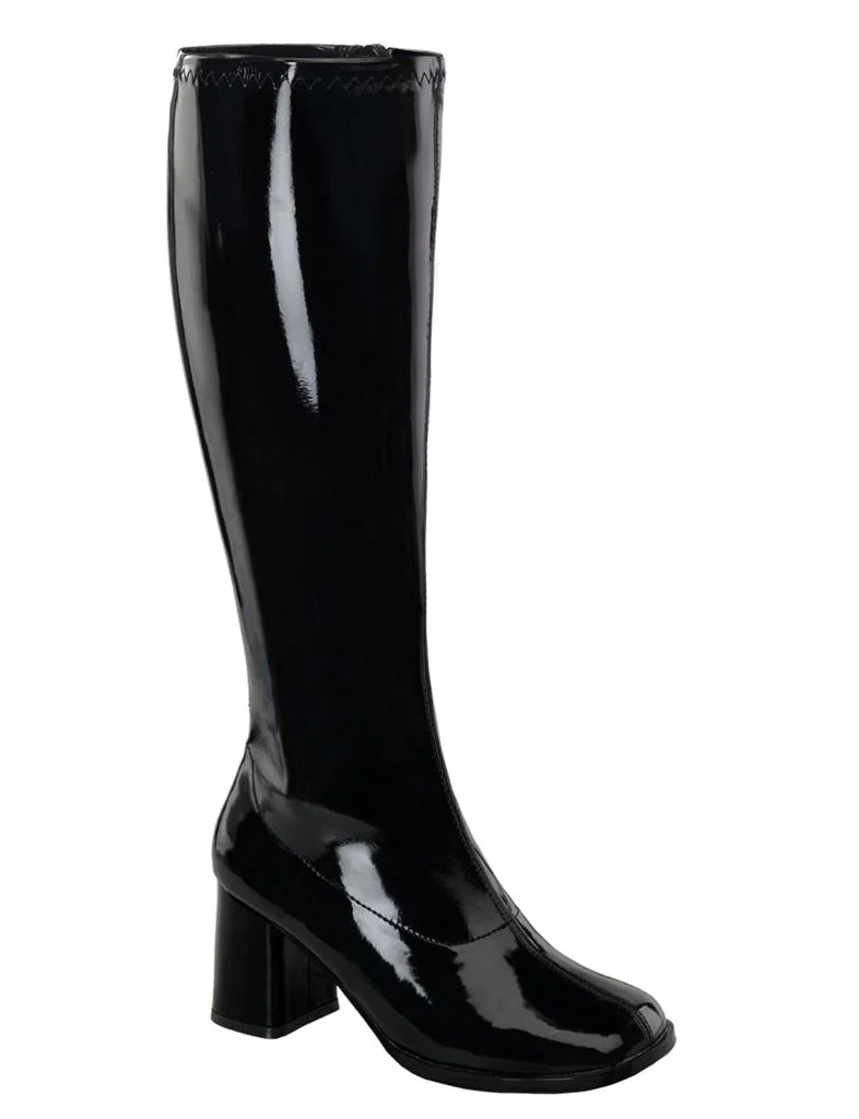 GOGO 300 BOOTS WIDE CALF - BLACK STRETCH PATENT *PRE ORDER*