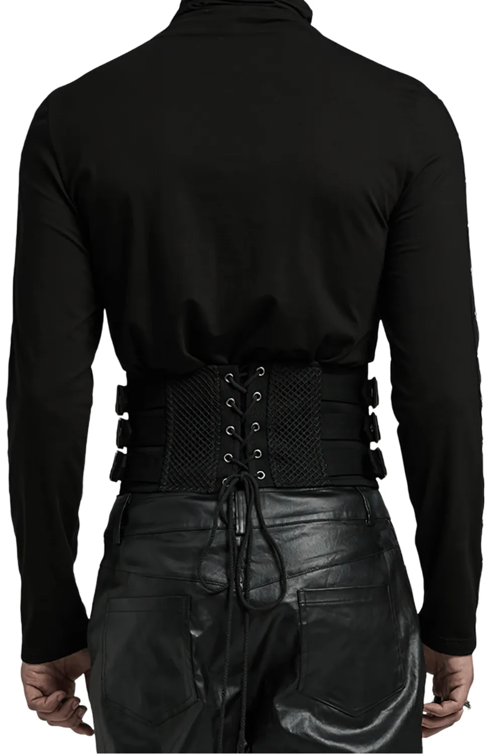 Goth Lace-up Corset Belt with Buckles for Waist-Cinching