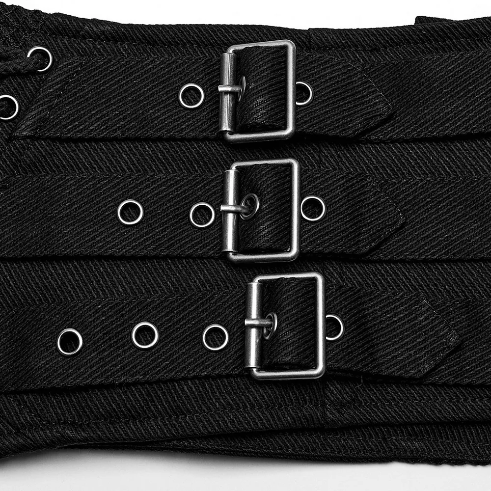 Goth Lace-up Corset Belt with Buckles for Waist-Cinching