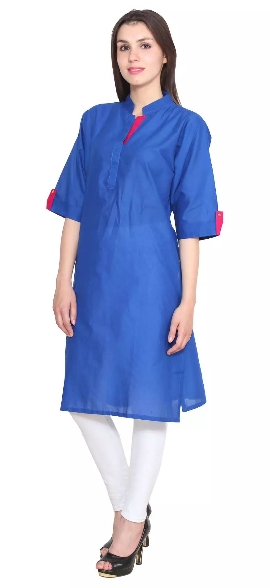 India Long Tunic Top  Cotton Kurti Womens Indian Clothing (Blue)