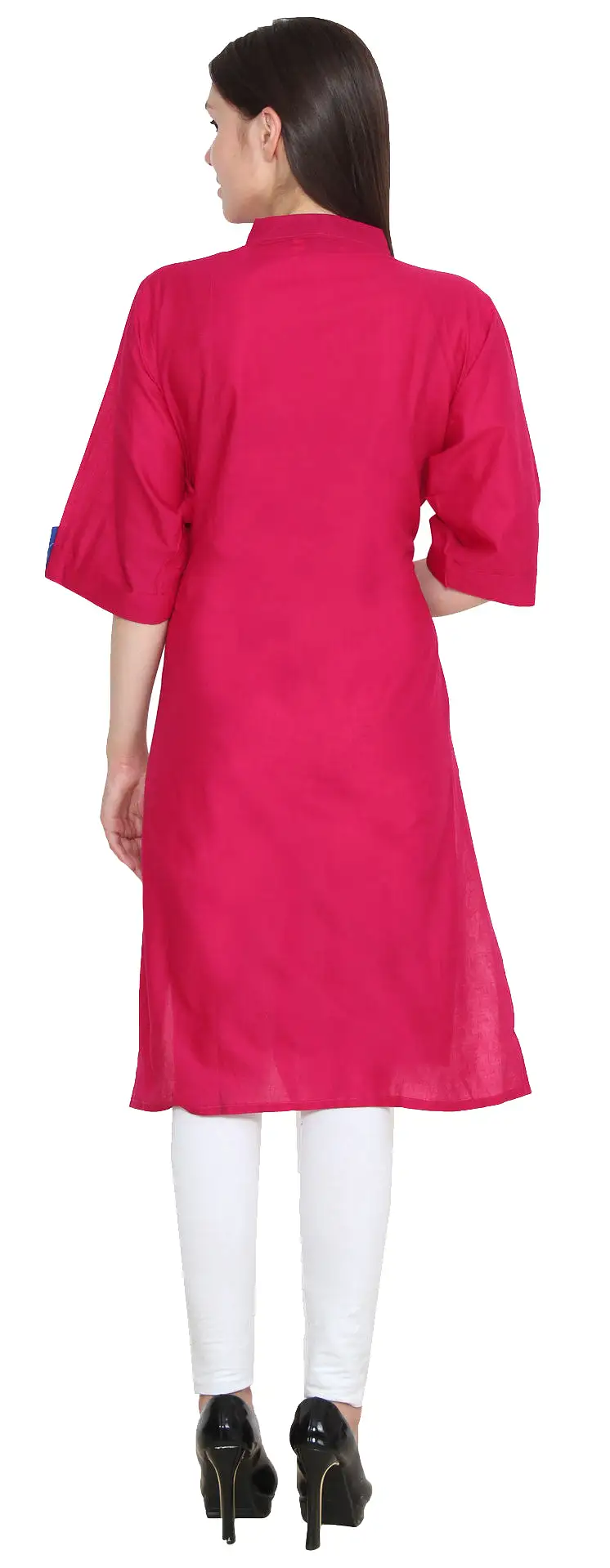 India Tunic Cotton Top Long Kurti Womens Indian Clothing (Pink)