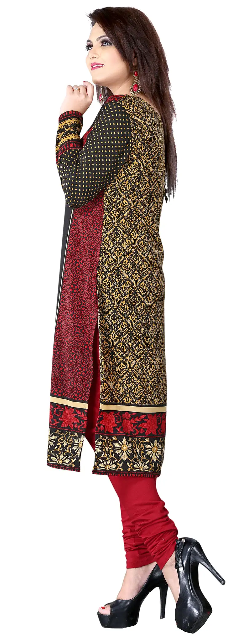 India Tunic Top Long  Kurti Womens Printed Indian Clothing (Maroon)