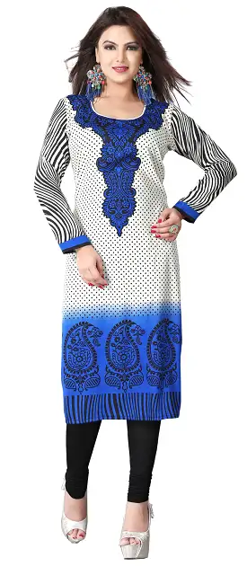 Indian Kurti Top Tunic Printed Womens Blouse India Clothes (Blue)