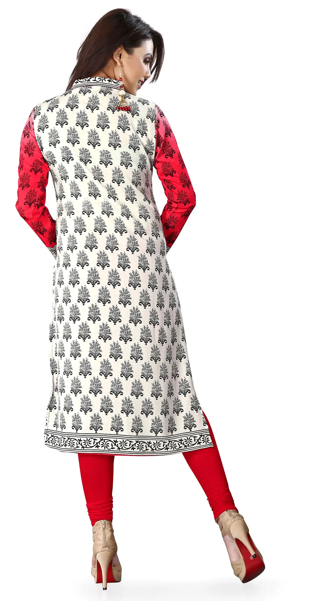 Indian Kurti Top Tunic Printed Womens Blouse India Clothes (Red)