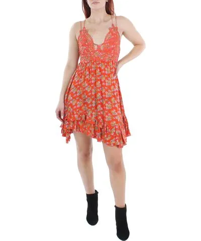 Intimately Free People Adella Womens Floral Ruffled Mini Dress